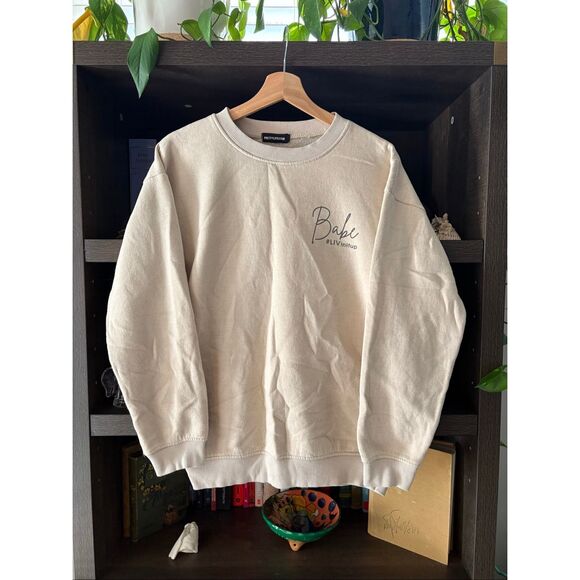 PrettyLittleThing Tops - 🐿️ Pretty Little Thing Tan Pullover Babe Sweatshirt Size Small